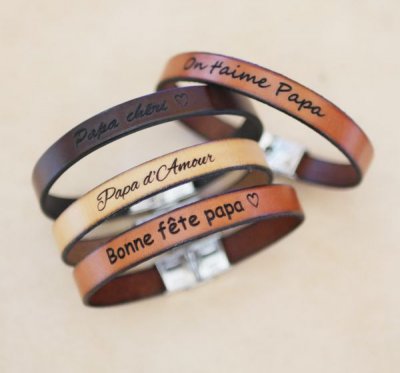 graverat läderarmband för män