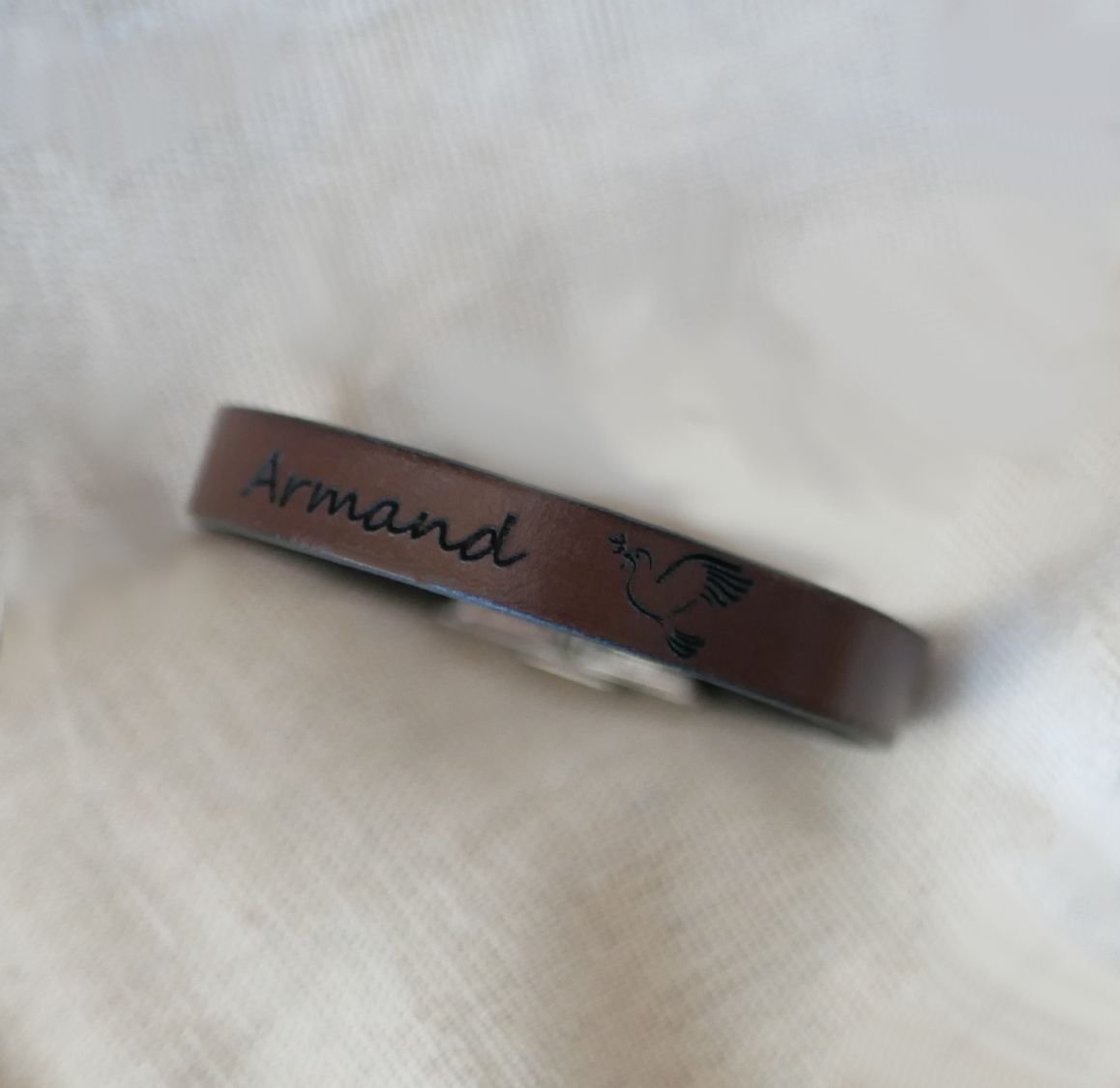 Läderarmband för nattvard eller dop med personligt förnamn 