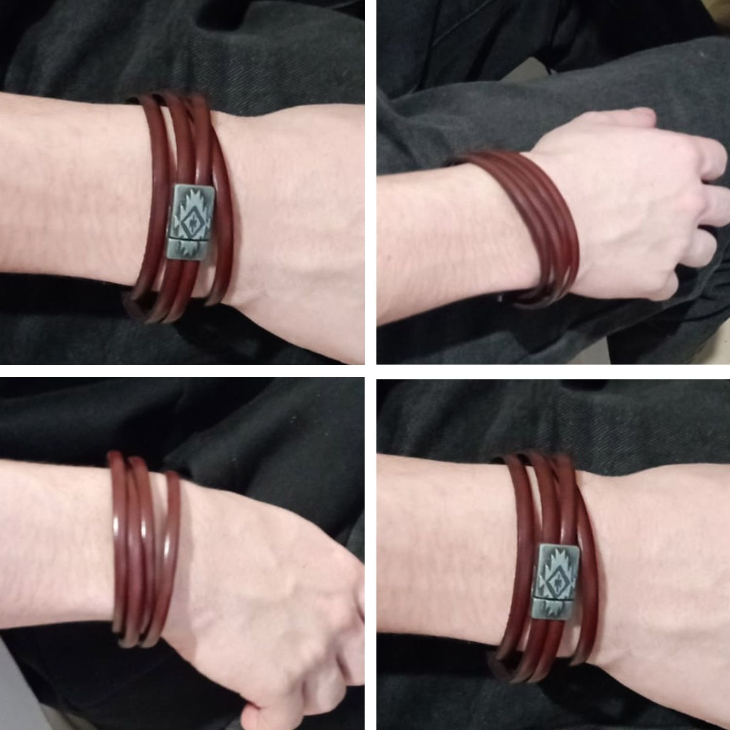 Läderarmband med etniskt magnetlås för personlig anpassning