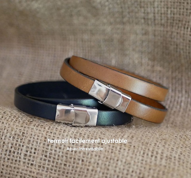 L&auml;derarmband f&ouml;r m&auml;n med 4 armband, anpassningsbara genom gravering