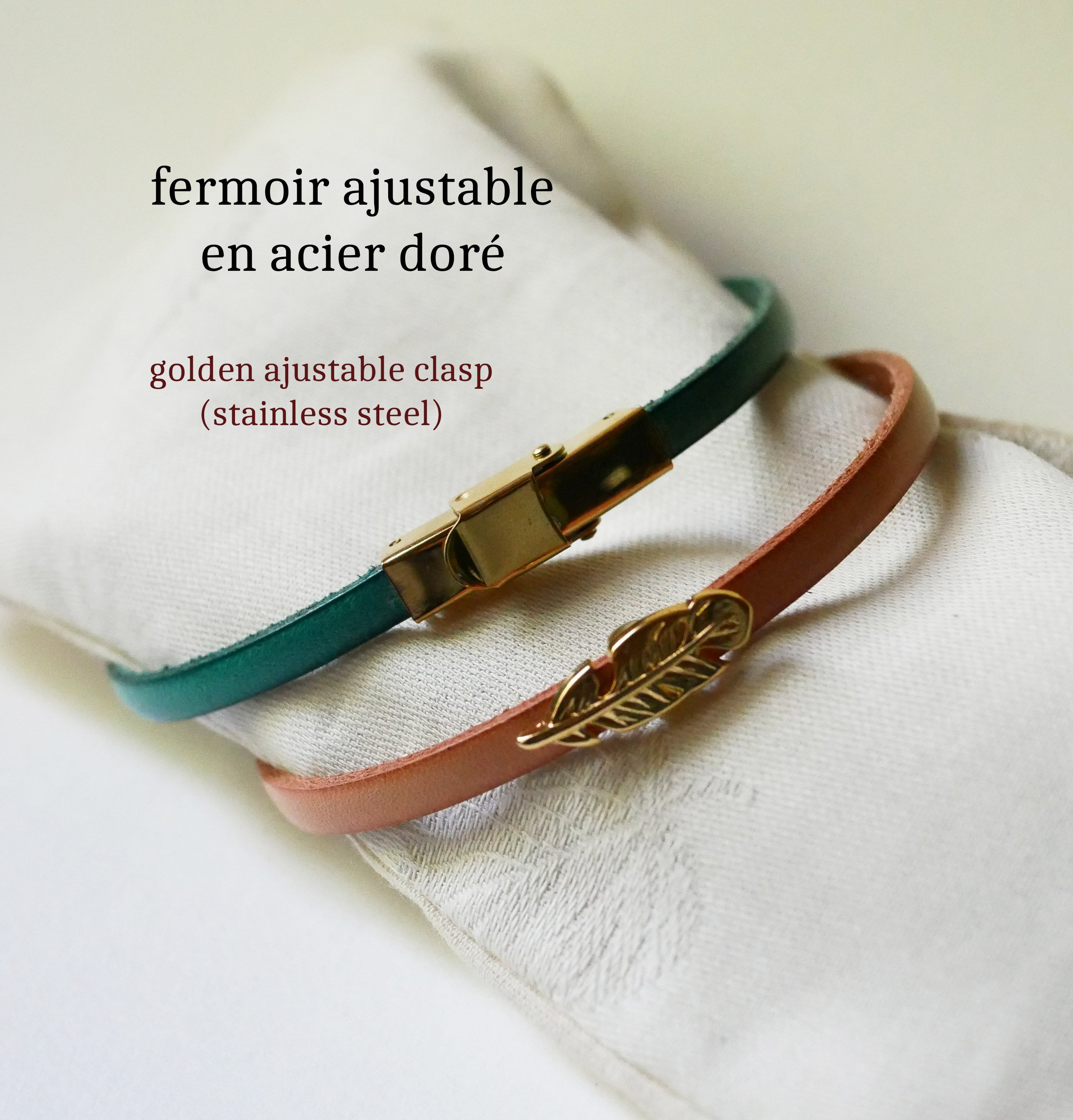 Damarmband i läder med guldspänne som du själv väljer att göra personligt