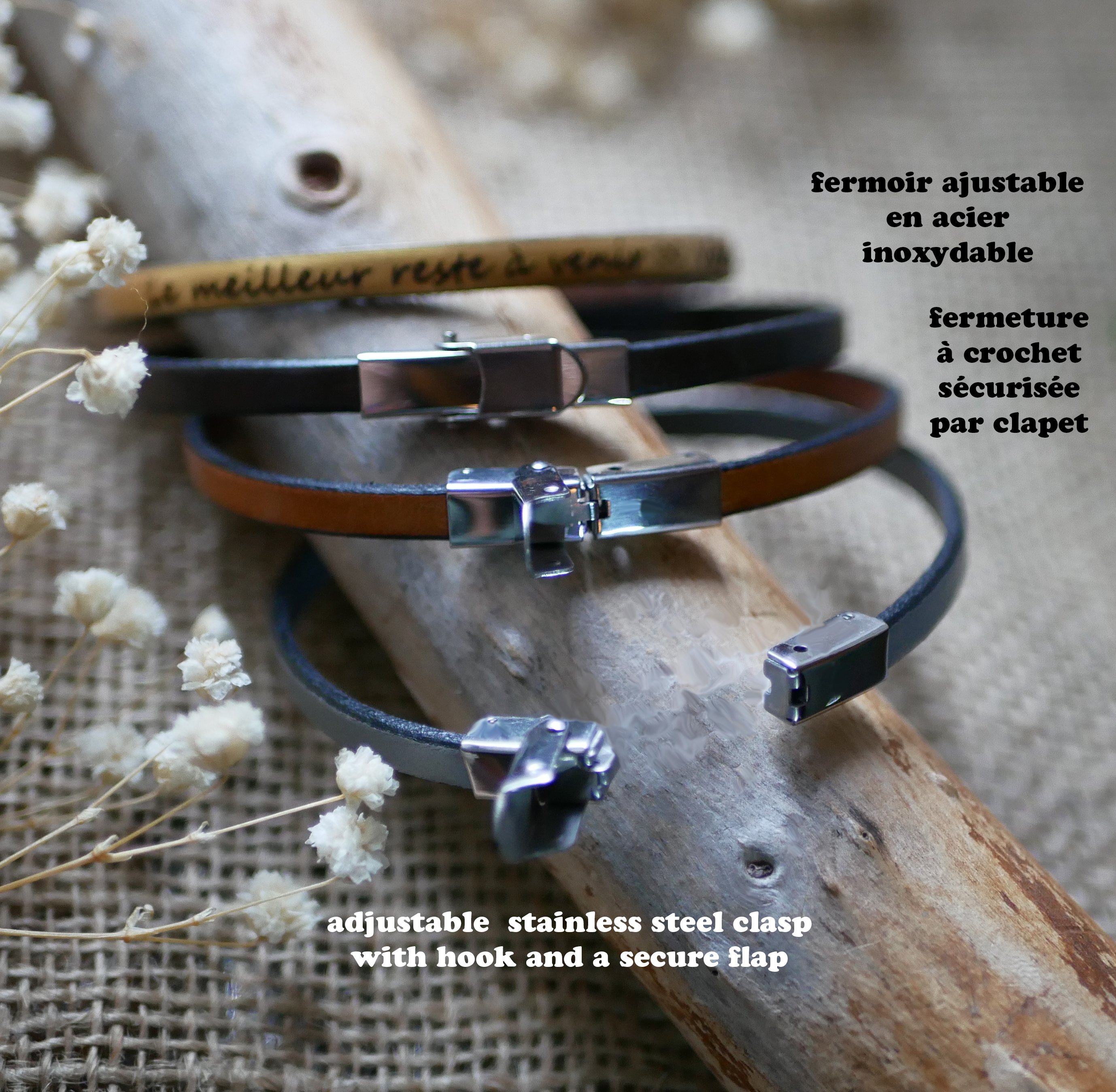 Läderarmband som kan anpassas genom att gravera kvinna eller man