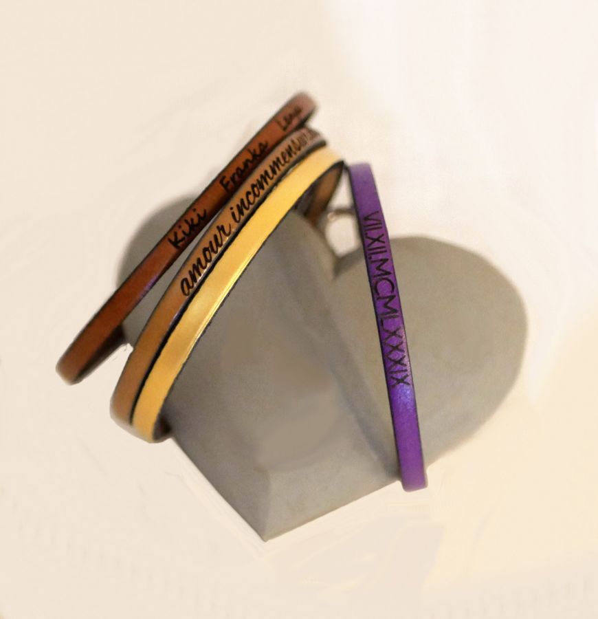 Läderarmband som kan anpassas genom att gravera kvinna eller man