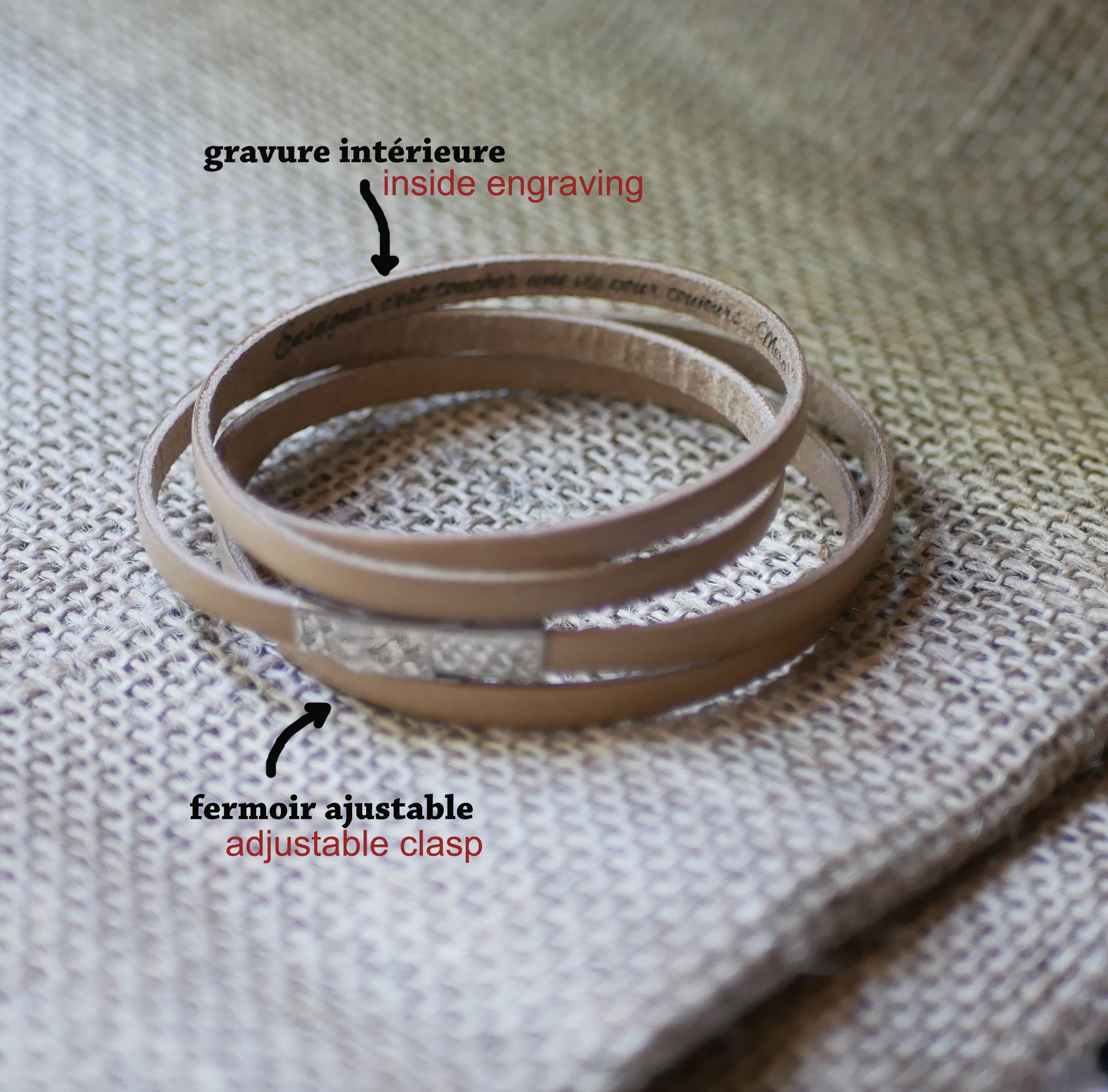 Fint läderarmband i 4 skräddarsydda armband med gravyr