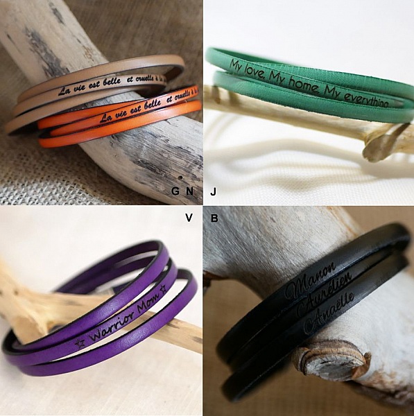 Skr&auml;ddarsytt l&auml;derarmband med 3 v&auml;ndningar f&ouml;r m&auml;n eller kvinnor