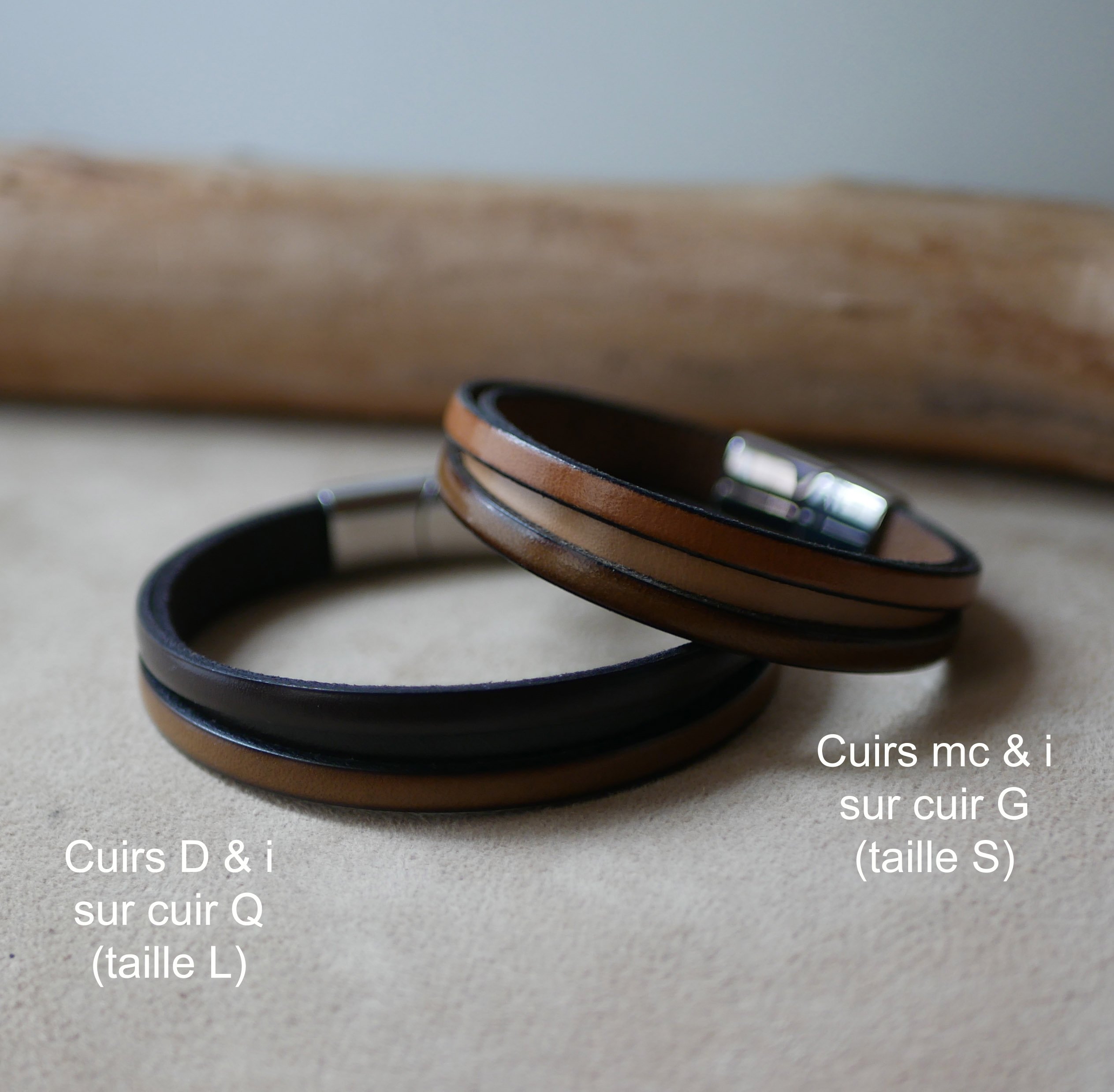 Tv&aring;f&auml;rgat l&auml;derarmband f&ouml;r m&auml;n med dolt graverat meddelande