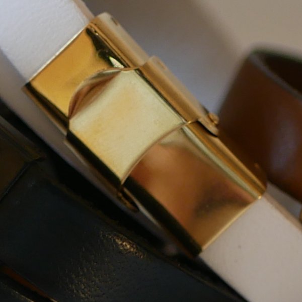Läderarmband med stor guldring, anpassningsbart för 3 handleder