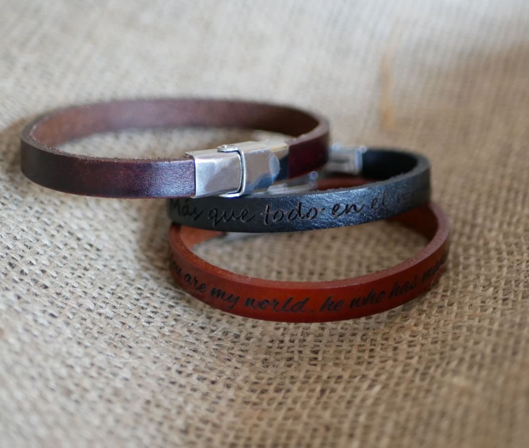 Blandat läderarmband 9mm justerbart lås