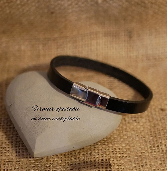 Blandat l&auml;derarmband 9mm justerbart l&aring;s