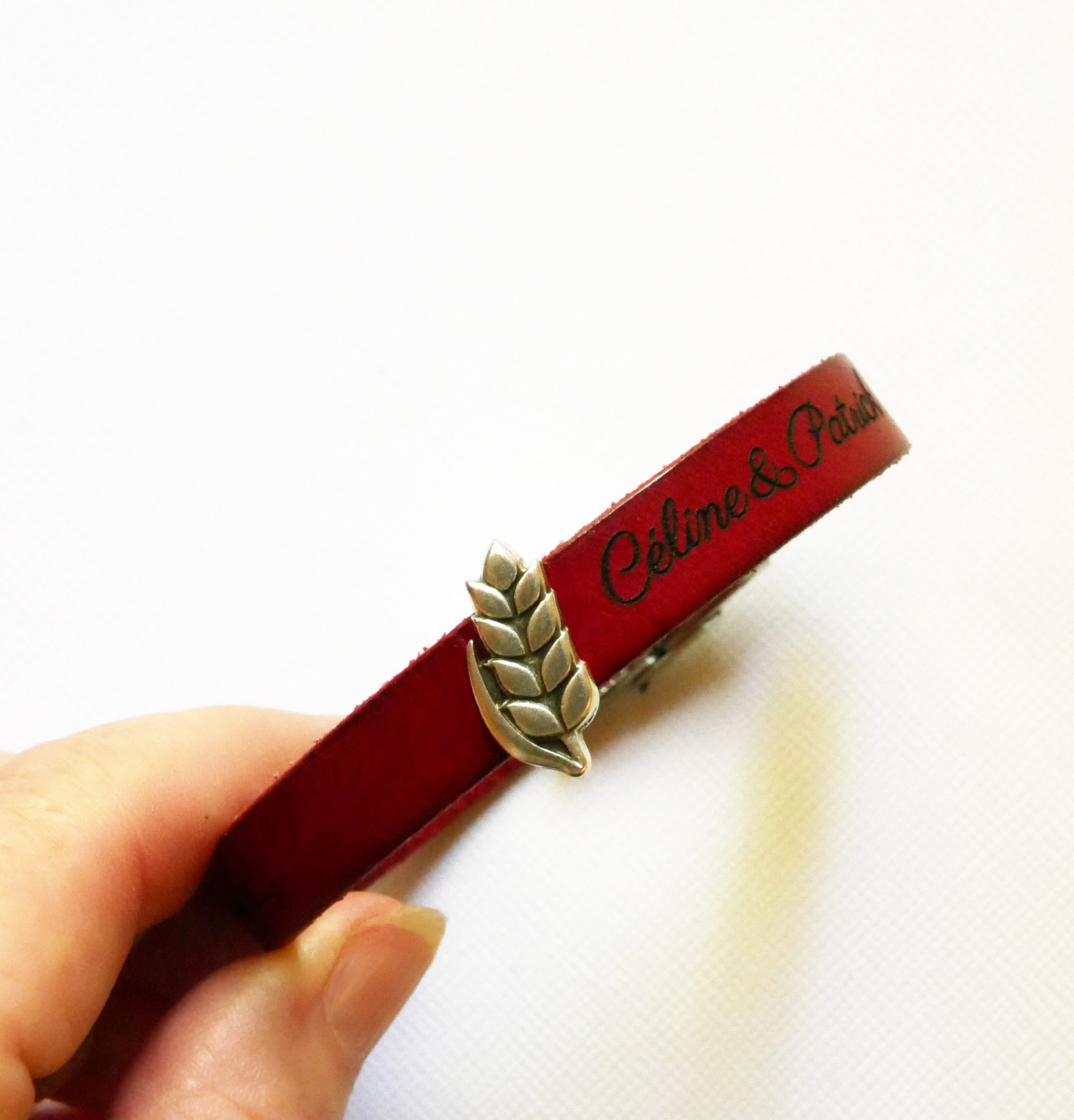 Anpassningsbart läderarmband och ögla Epi de blé, noces de froment för män och kvinnor