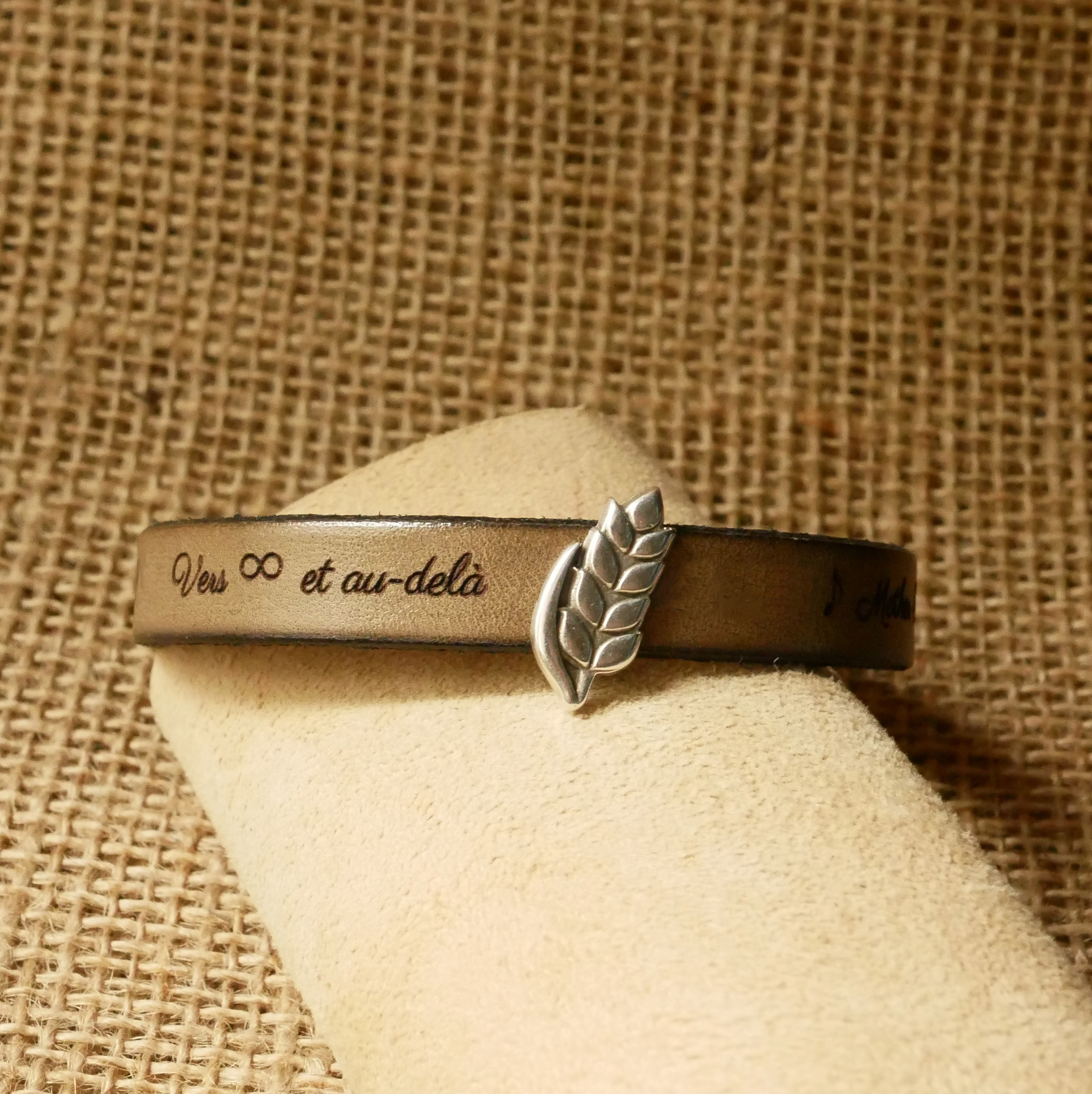 Anpassningsbart läderarmband och ögla Epi de blé, noces de froment för män och kvinnor