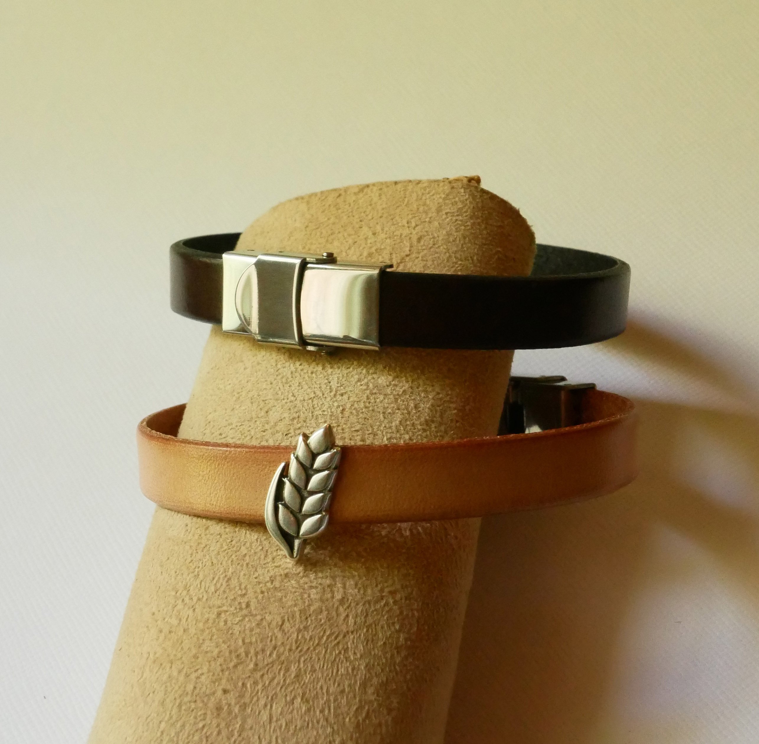 Anpassningsbart läderarmband och ögla Epi de blé, noces de froment för män och kvinnor