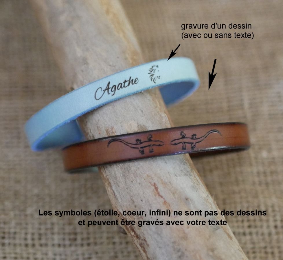 Personligt läderarmband för män eller kvinnor graverat med namn eller meddelande