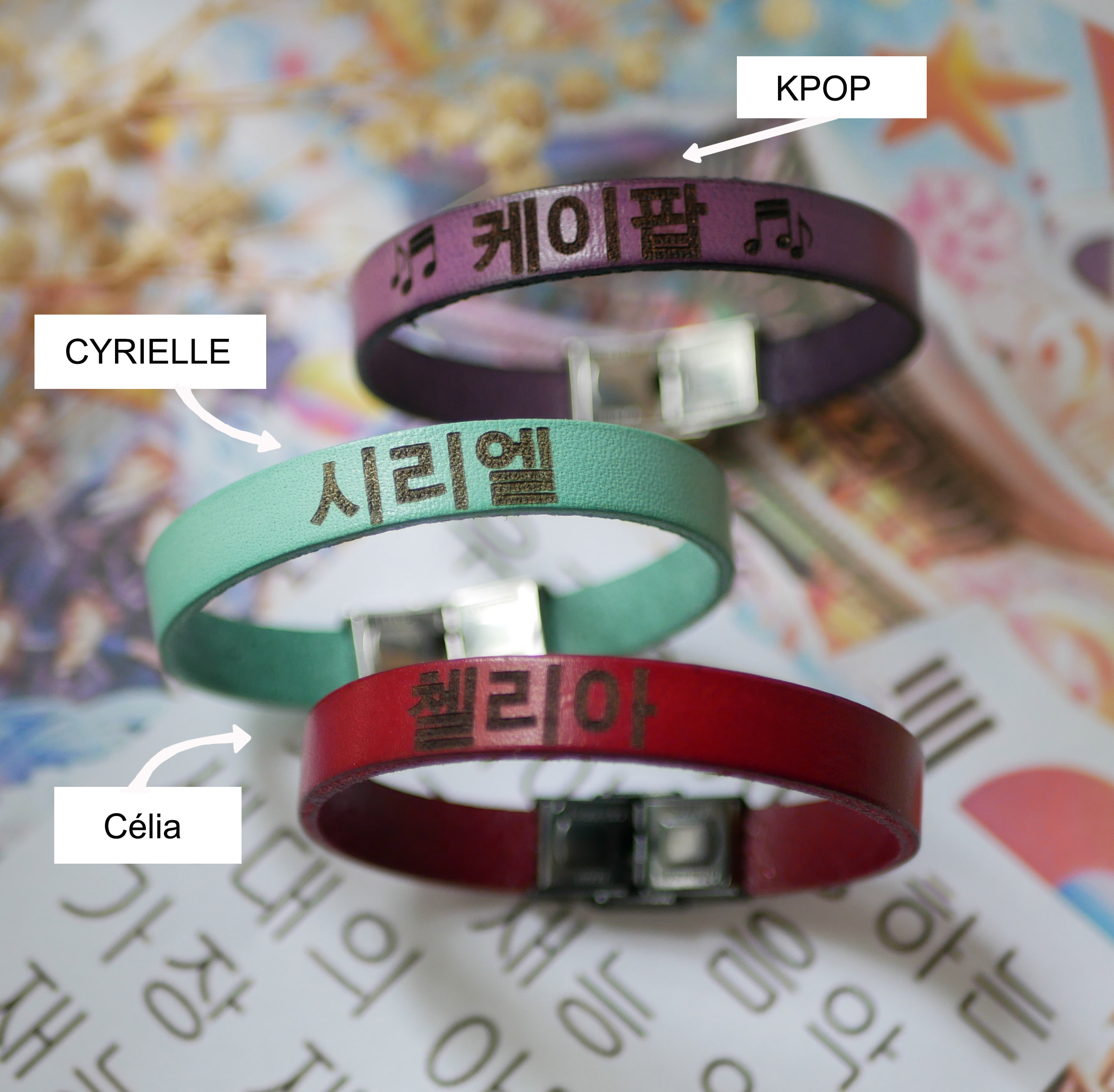 Namnarmband för koreanska kpop-fans i läder att göra personligt