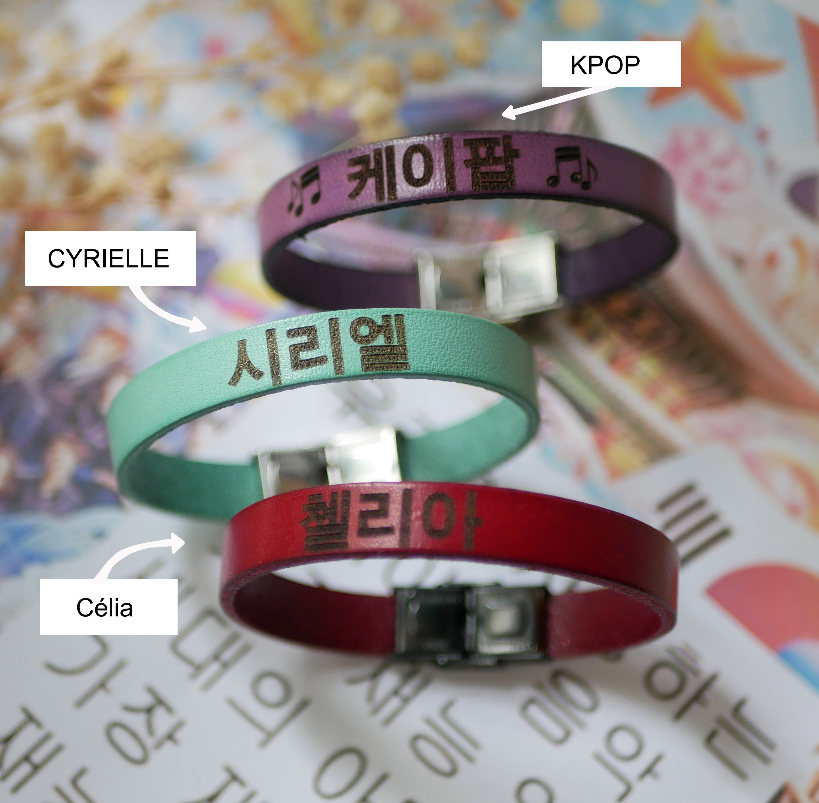 Namnarmband för koreanska kpop-fans i läder att göra personligt