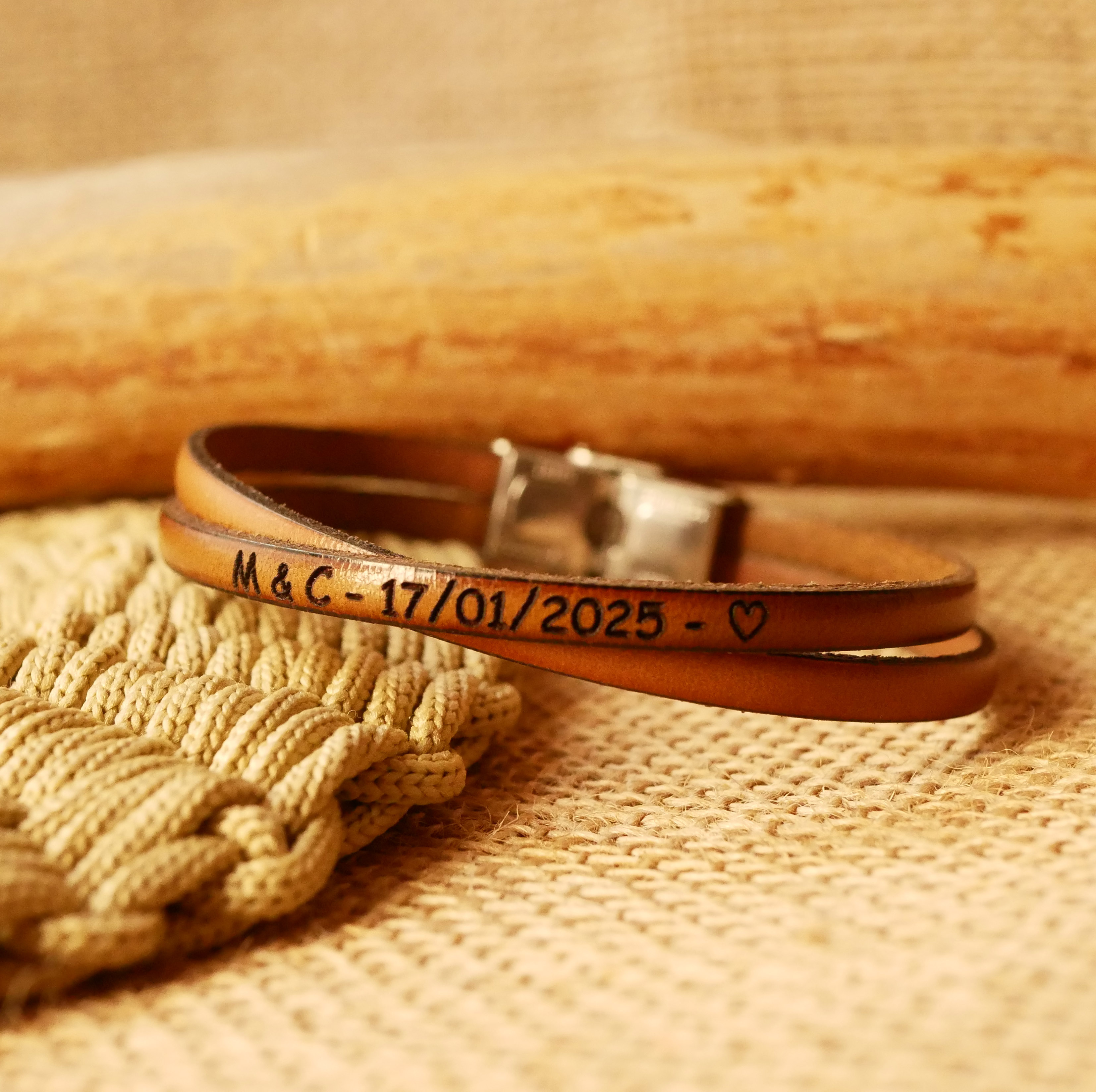 Twist leather duo bracelet anpassningsbart för män eller kvinnor