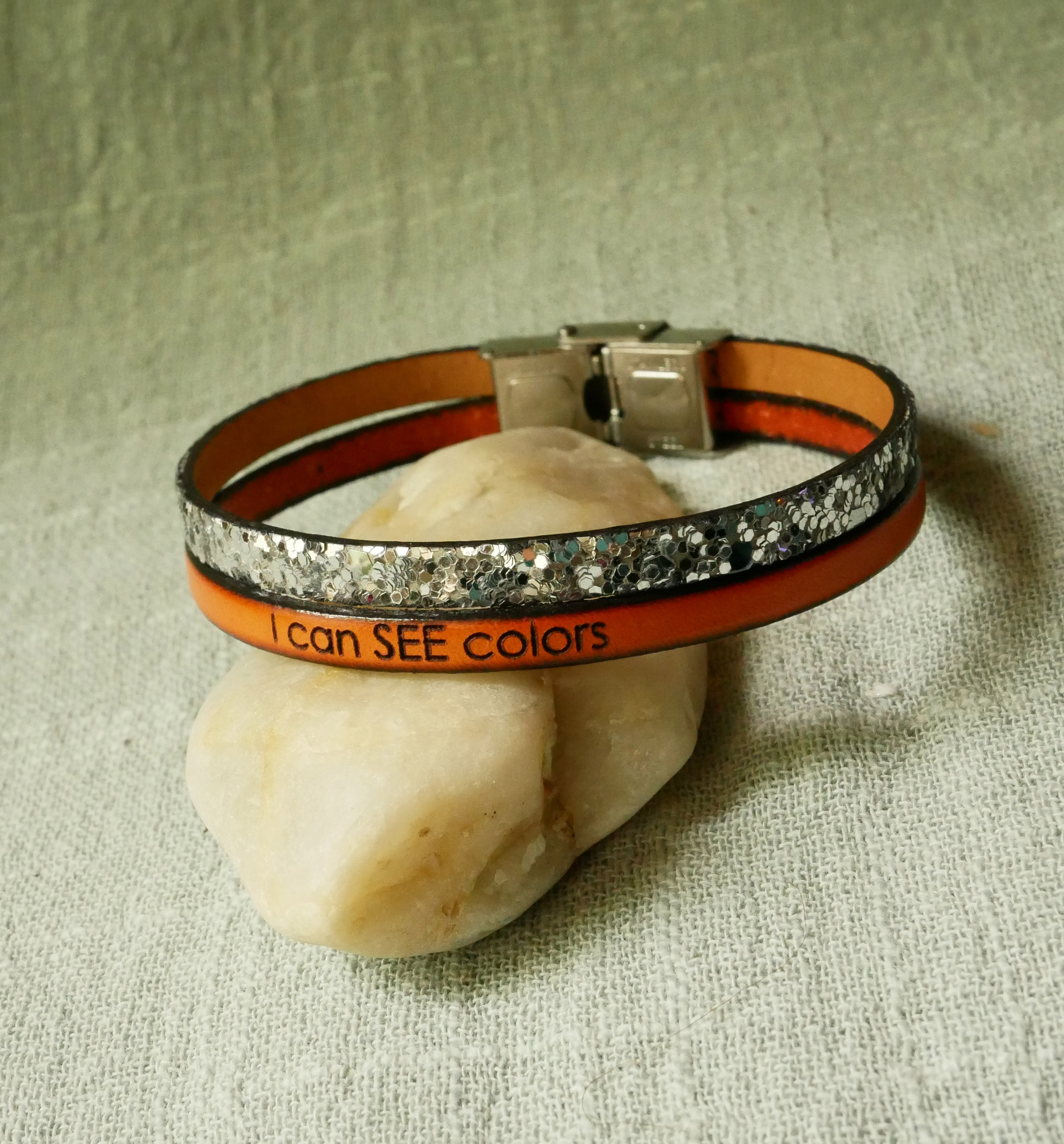 Duo-armband i läder i silver och valfri färg
