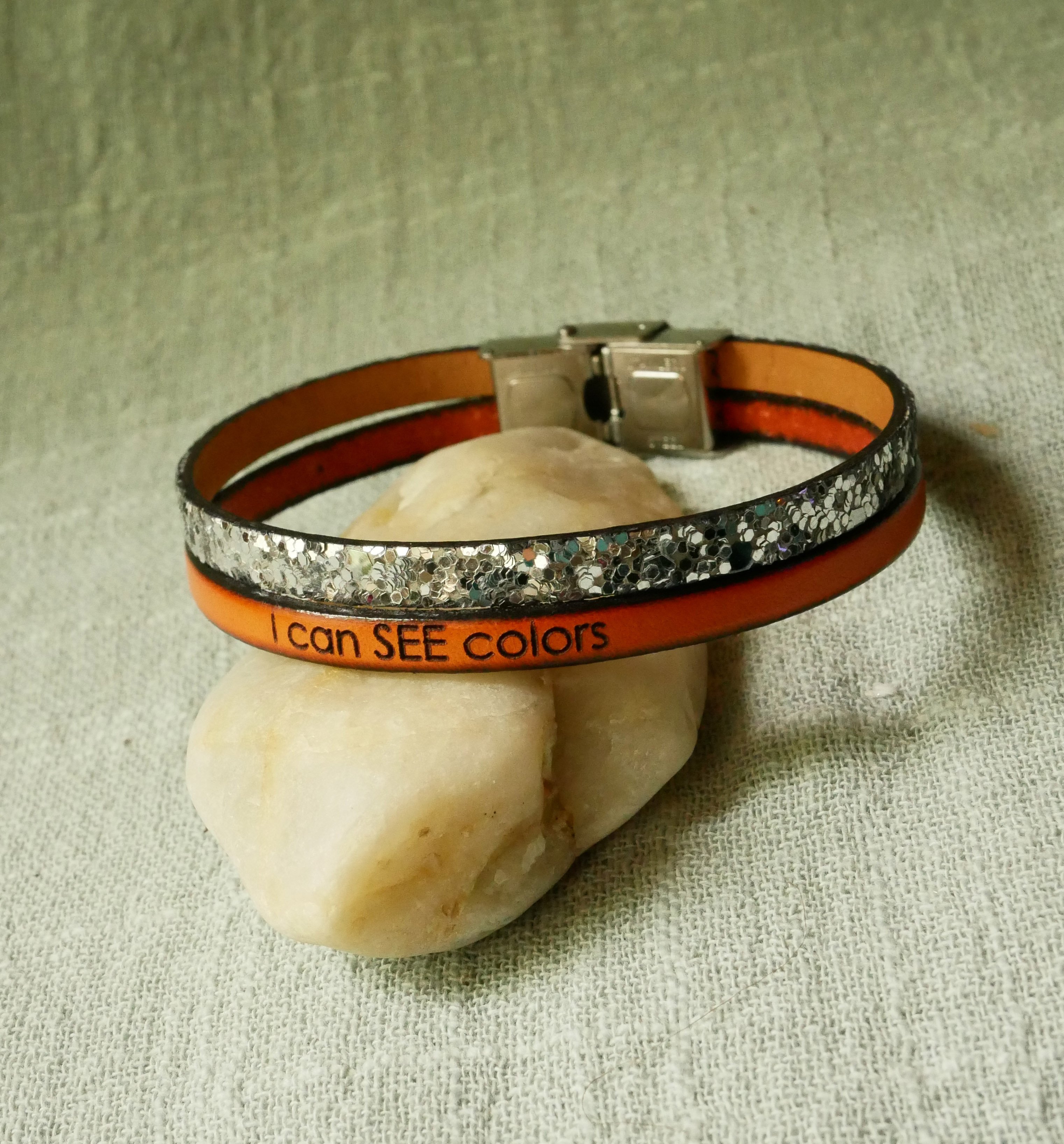 Duo-armband i läder i silver och valfri färg