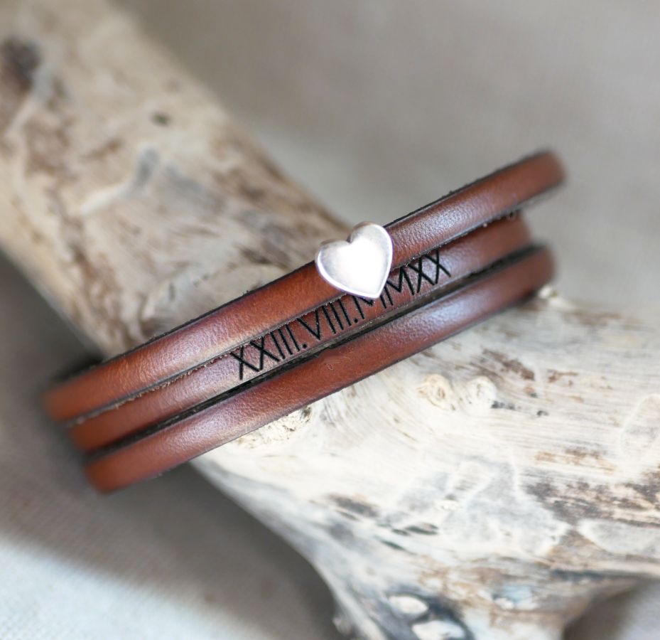 Anpassningsbart läderarmband för kvinnor, multi-svängar, silverhjärta design