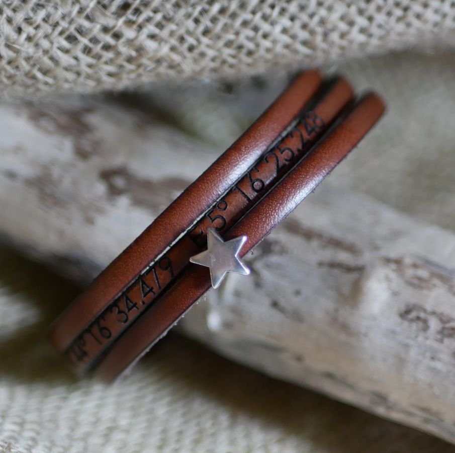 Läderarmband för kvinnor, anpassningsbart, silverfärgad stjärndesign
