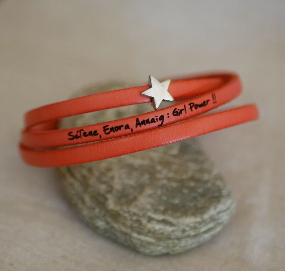 Läderarmband för kvinnor, anpassningsbart, silverfärgad stjärndesign