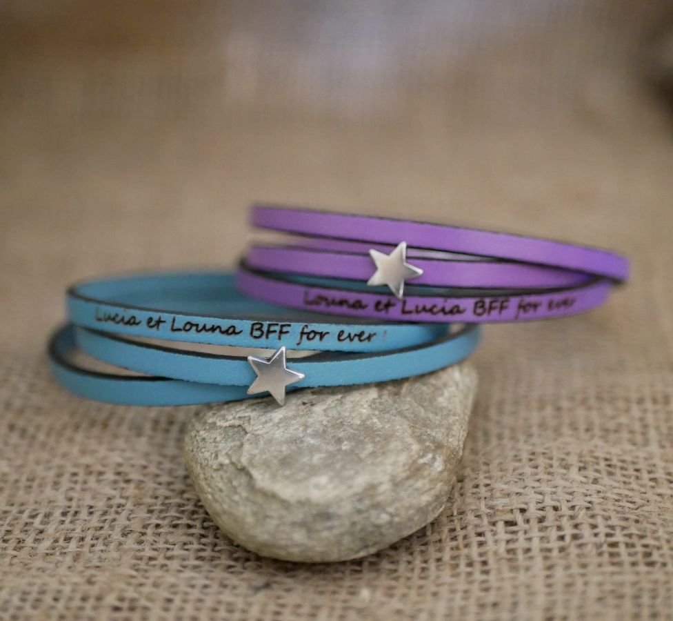 Läderarmband för kvinnor, anpassningsbart, silverfärgad stjärndesign