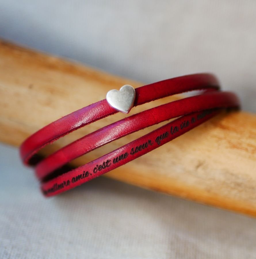 Anpassningsbart läderarmband för kvinnor, multi-svängar, silverhjärta design