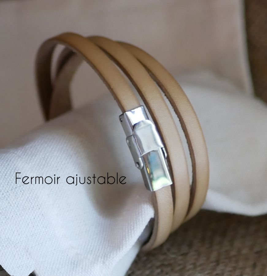 Läderarmband för kvinnor, 3 varv, medelbredd
