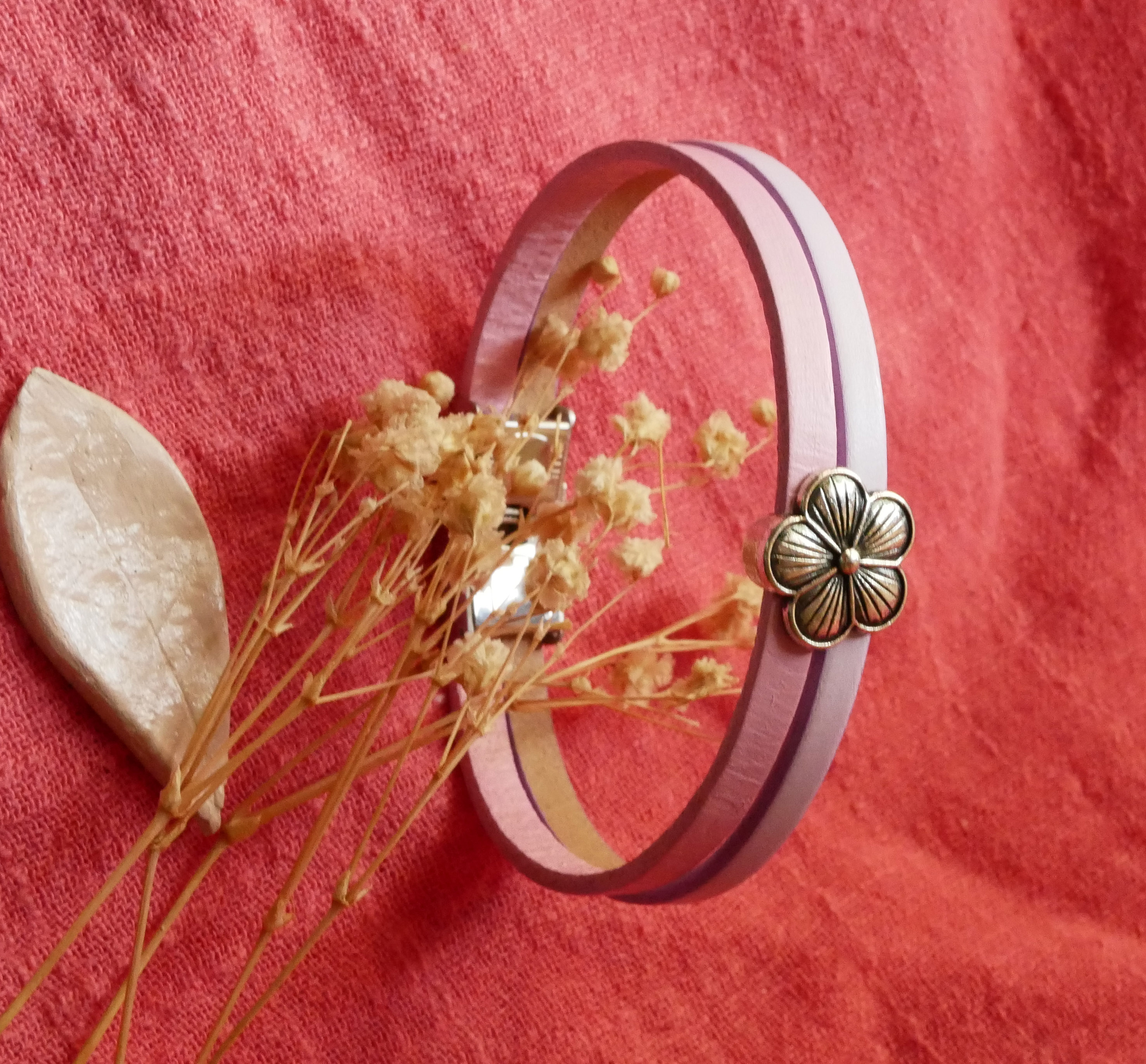 Duo-armband i läder med blommönster för personlig anpassning 