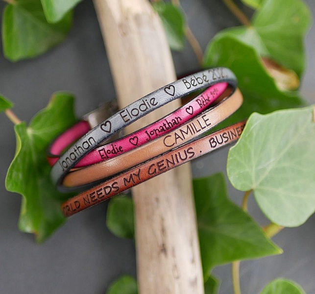 Anpassningsbart fint l&auml;derarmband f&ouml;r kvinnor 