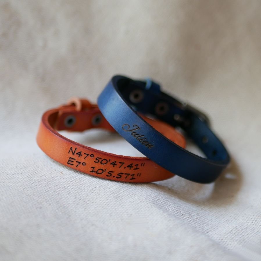 Läderarmband för män Camel med personlig gravering 