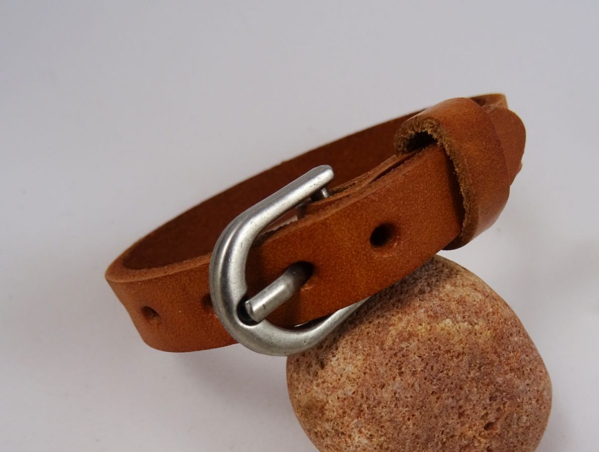 Läderarmband för män Camel med personlig gravering 