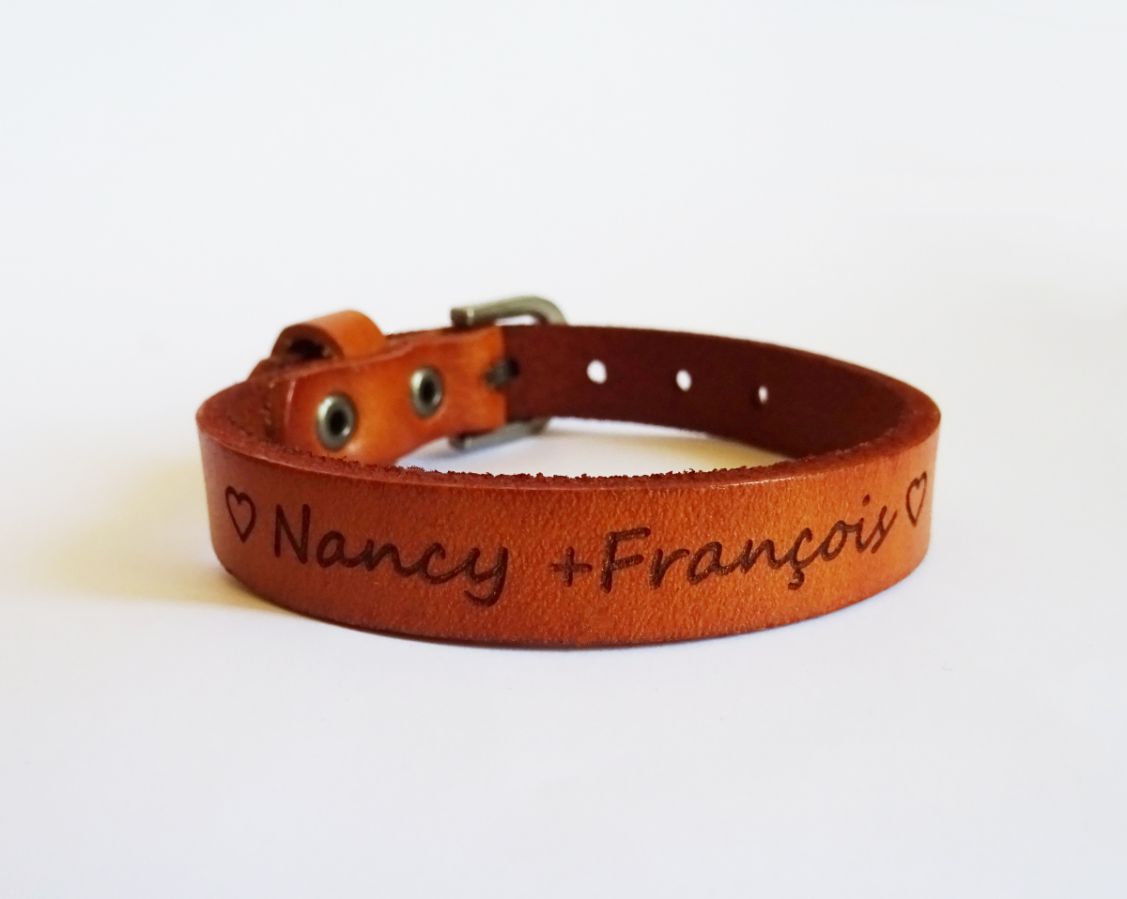 Läderarmband för män Camel med personlig gravering 