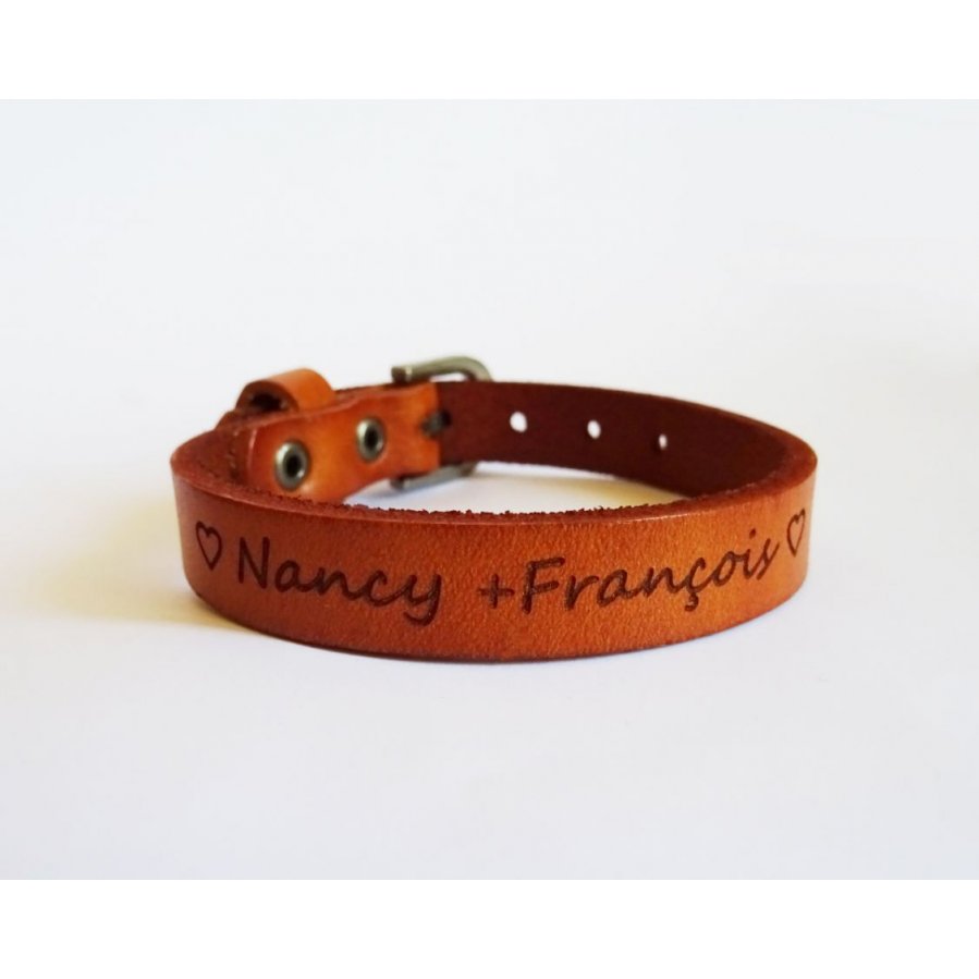 Läderarmband för män Camel med personlig gravering 