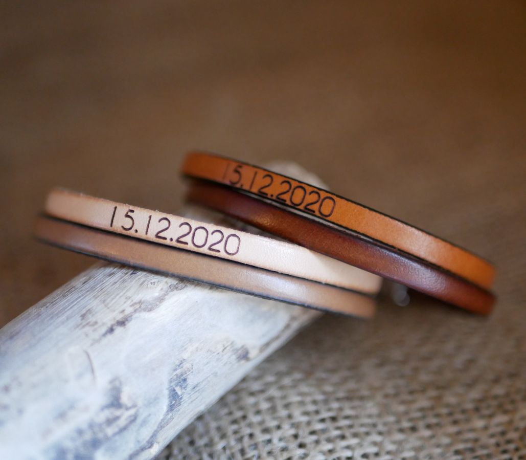 Duo-armband i läder för män som kan anpassas med gravyr