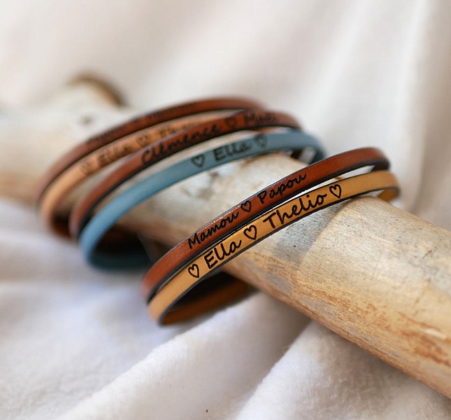 Duo-armband i l&auml;der f&ouml;r m&auml;n som kan anpassas med gravyr