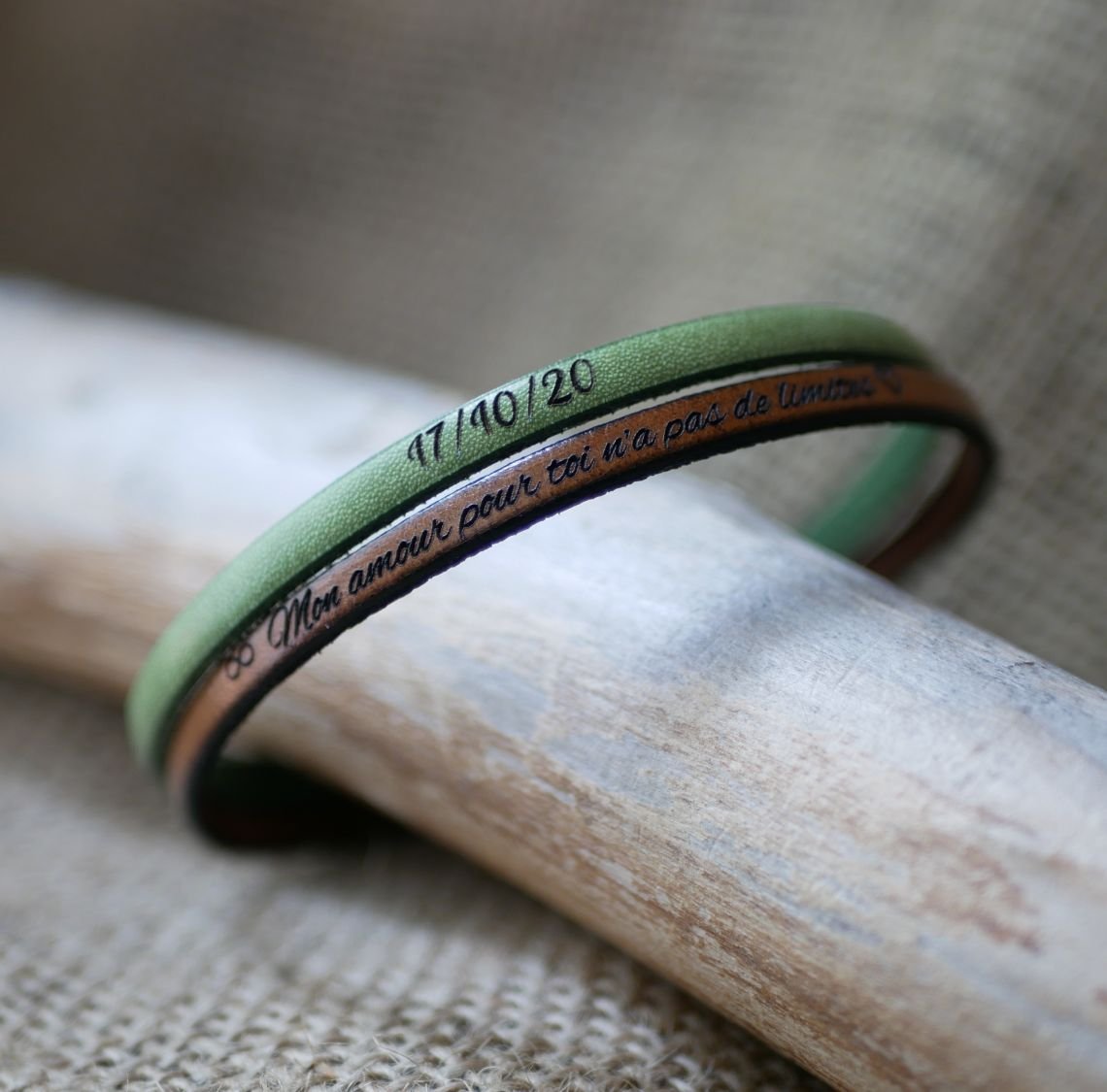 Duo-armband i läder för män som kan anpassas med gravyr