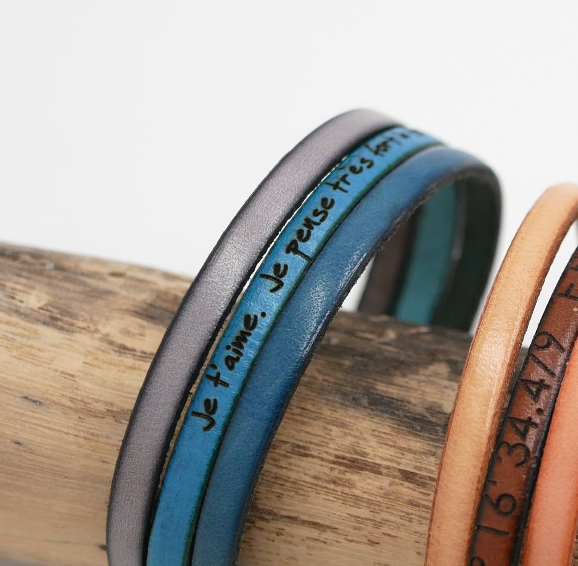 Läder trio manschettarmband för personlig anpassning 