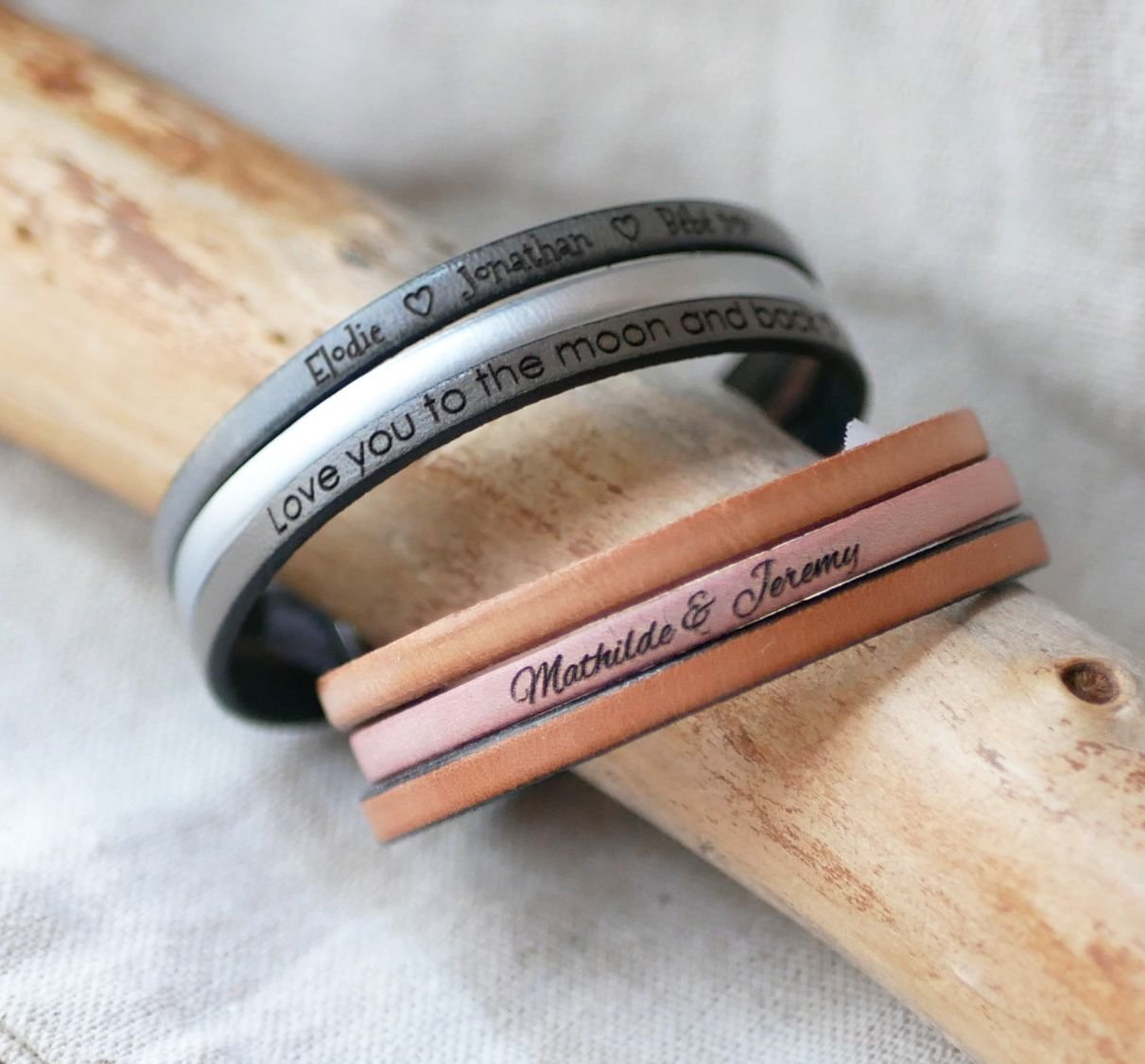 Läder trio manschettarmband för personlig anpassning 
