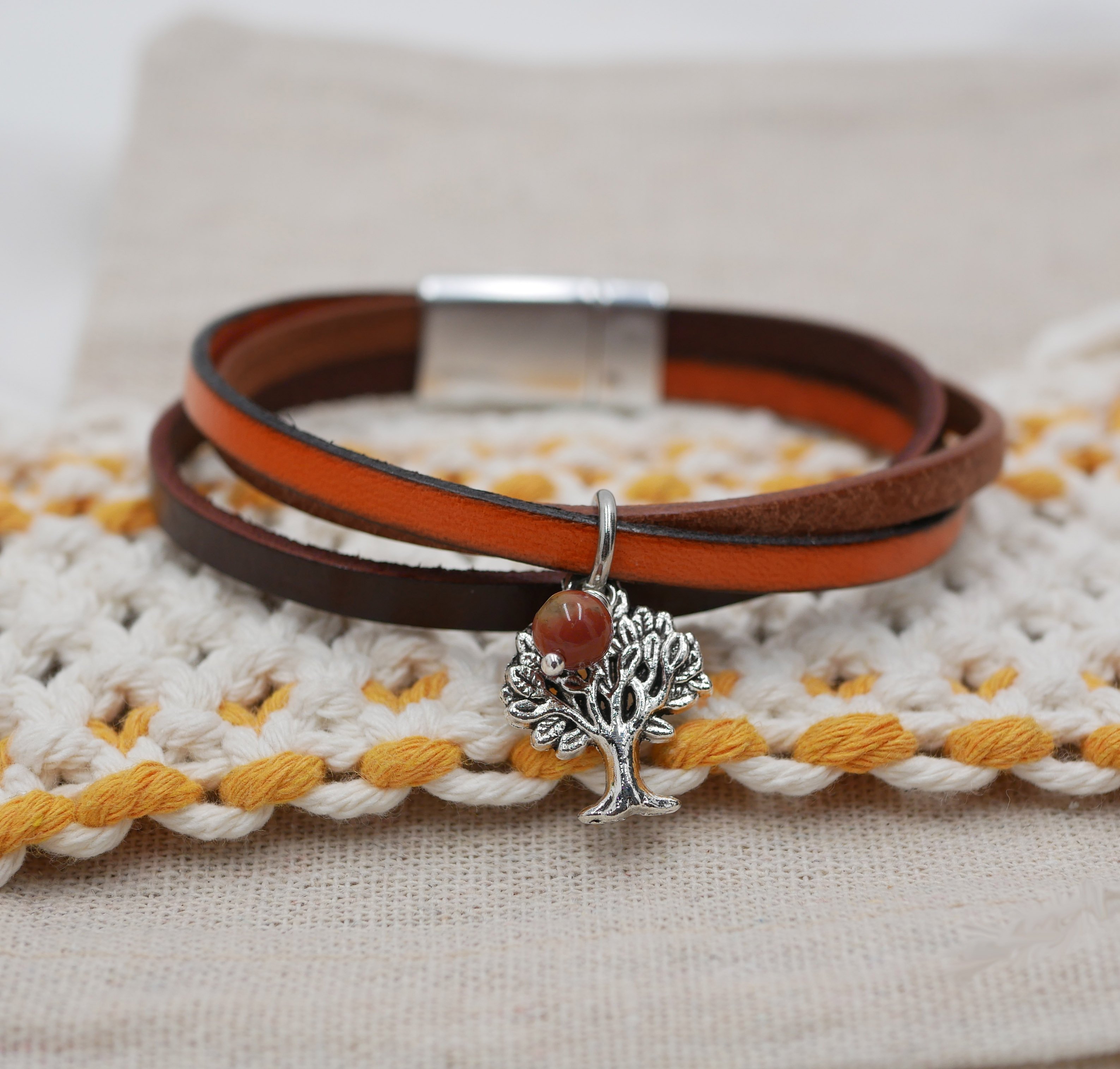 Manschettarmband i multiläder för kvinnor Hösthänge efter eget val
