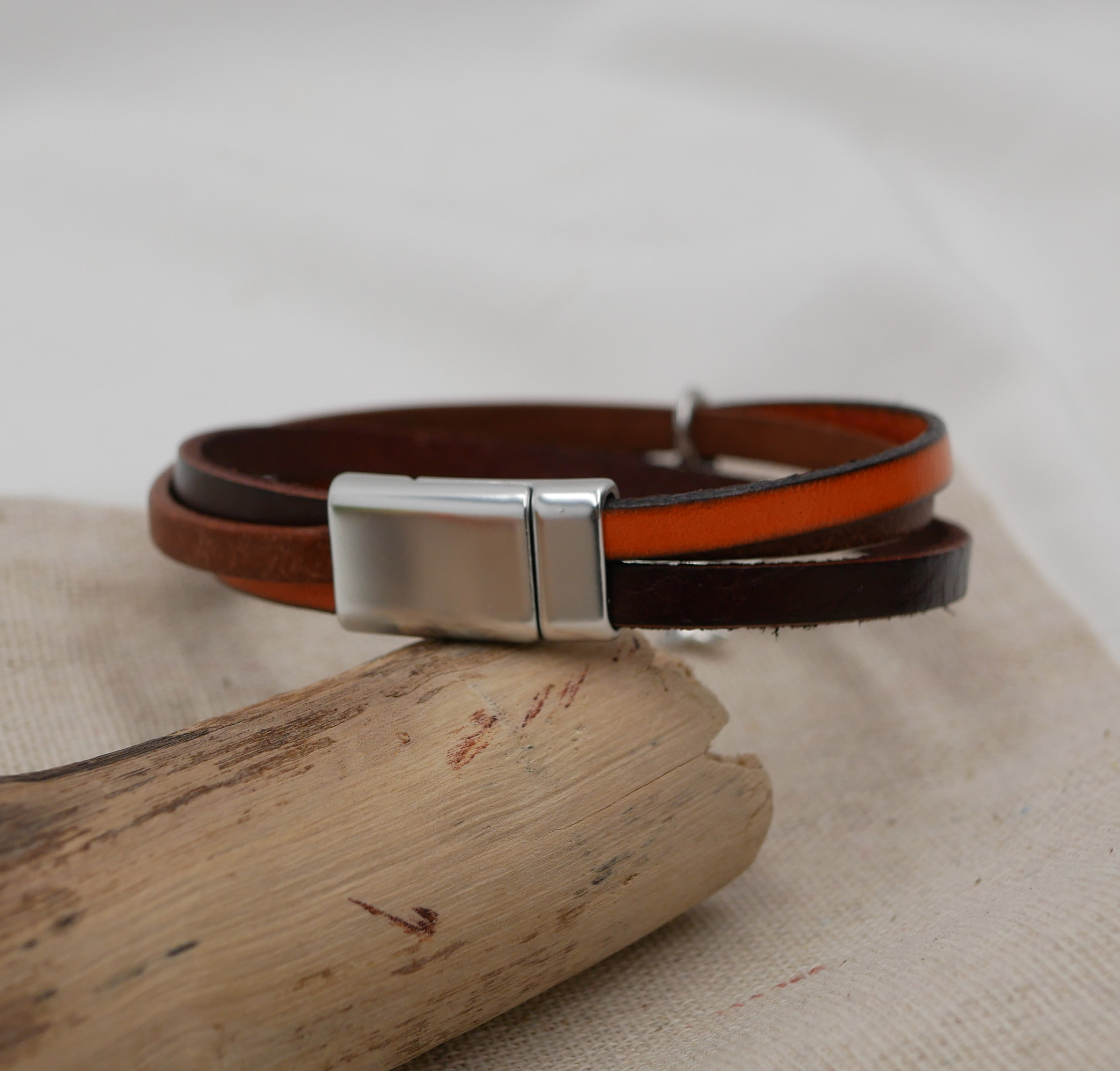 Manschettarmband i multiläder för kvinnor Hösthänge efter eget val