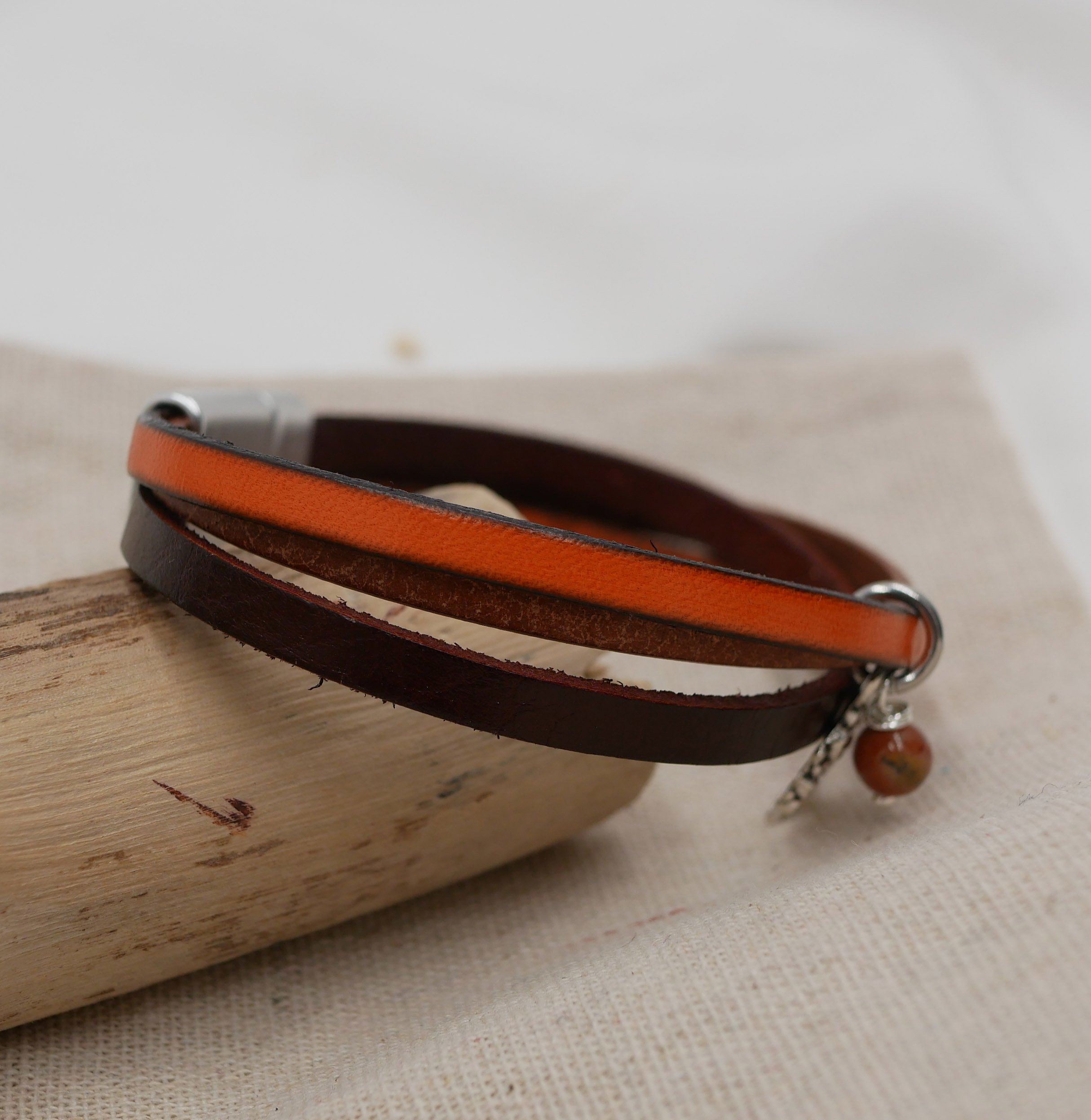 Manschettarmband i multiläder för kvinnor Hösthänge efter eget val