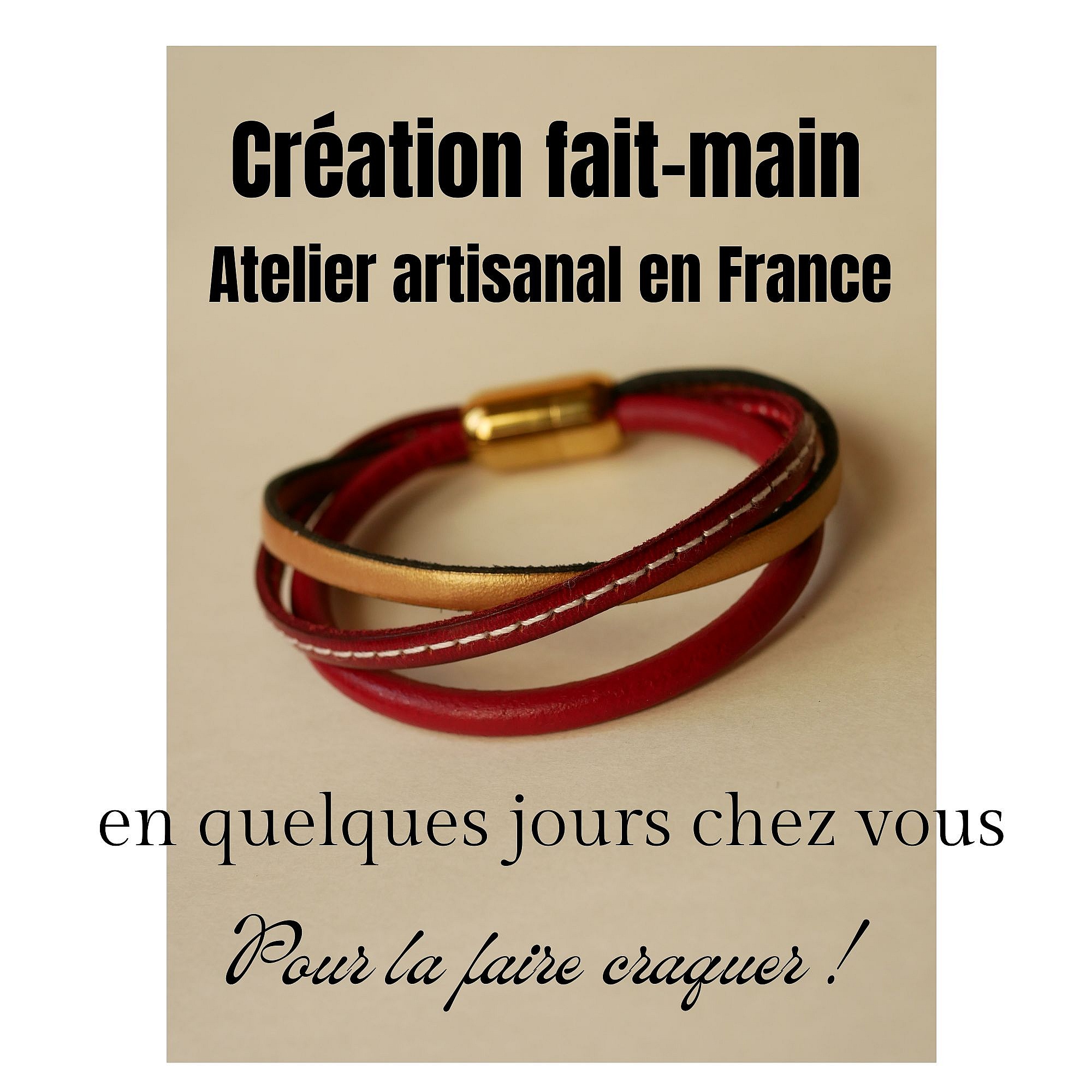 Manschettarmband f&ouml;r kvinnor i r&ouml;tt och guld med flera l&auml;derdetaljer