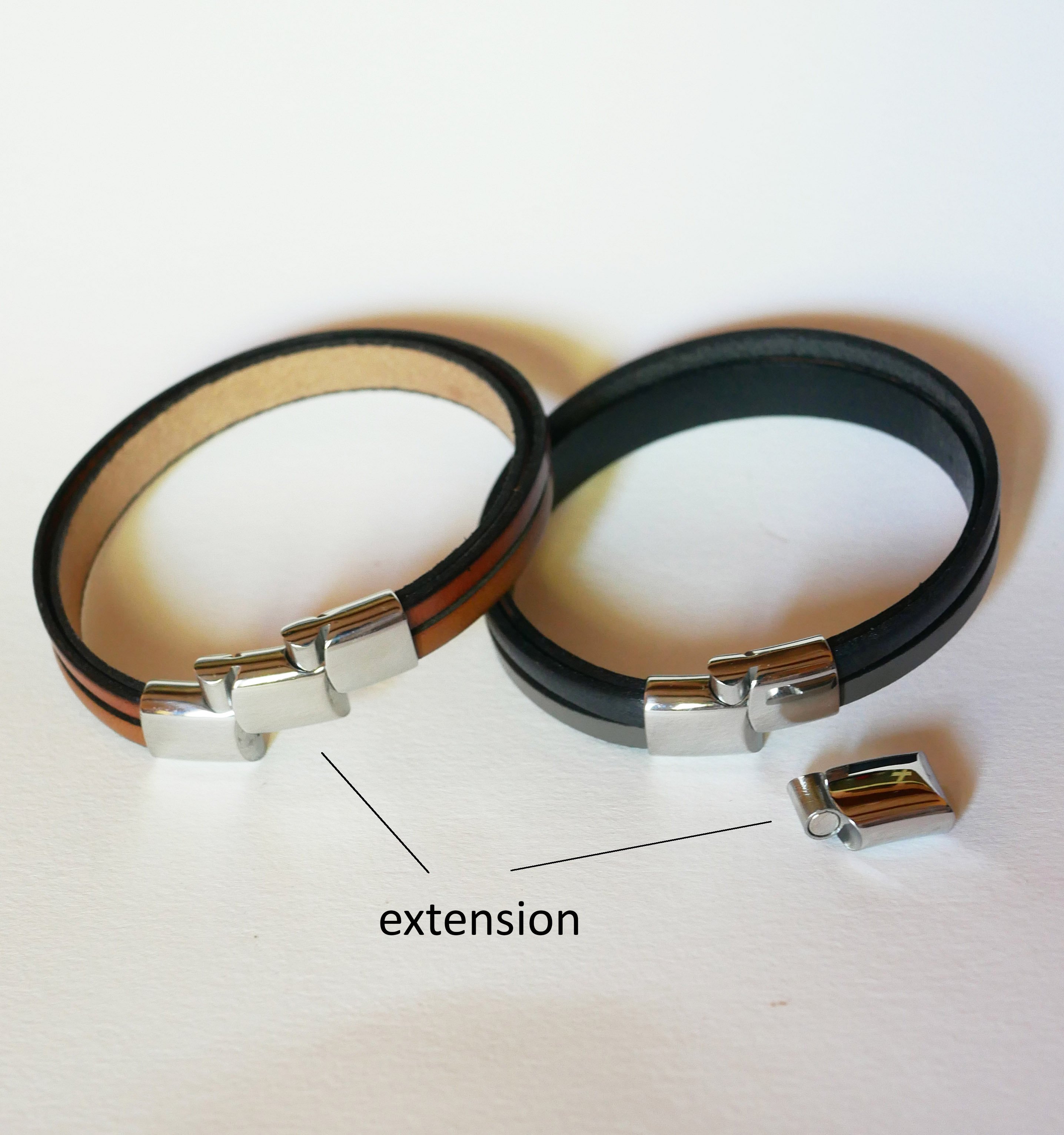 Bracelet manchette ajustable multi cuirs Beiges pour homme 