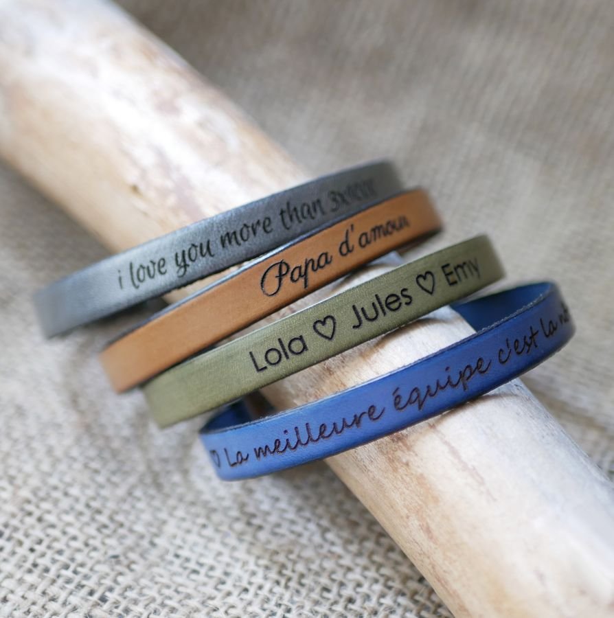 Individuellt graverat läderarmband för män val av spänne 