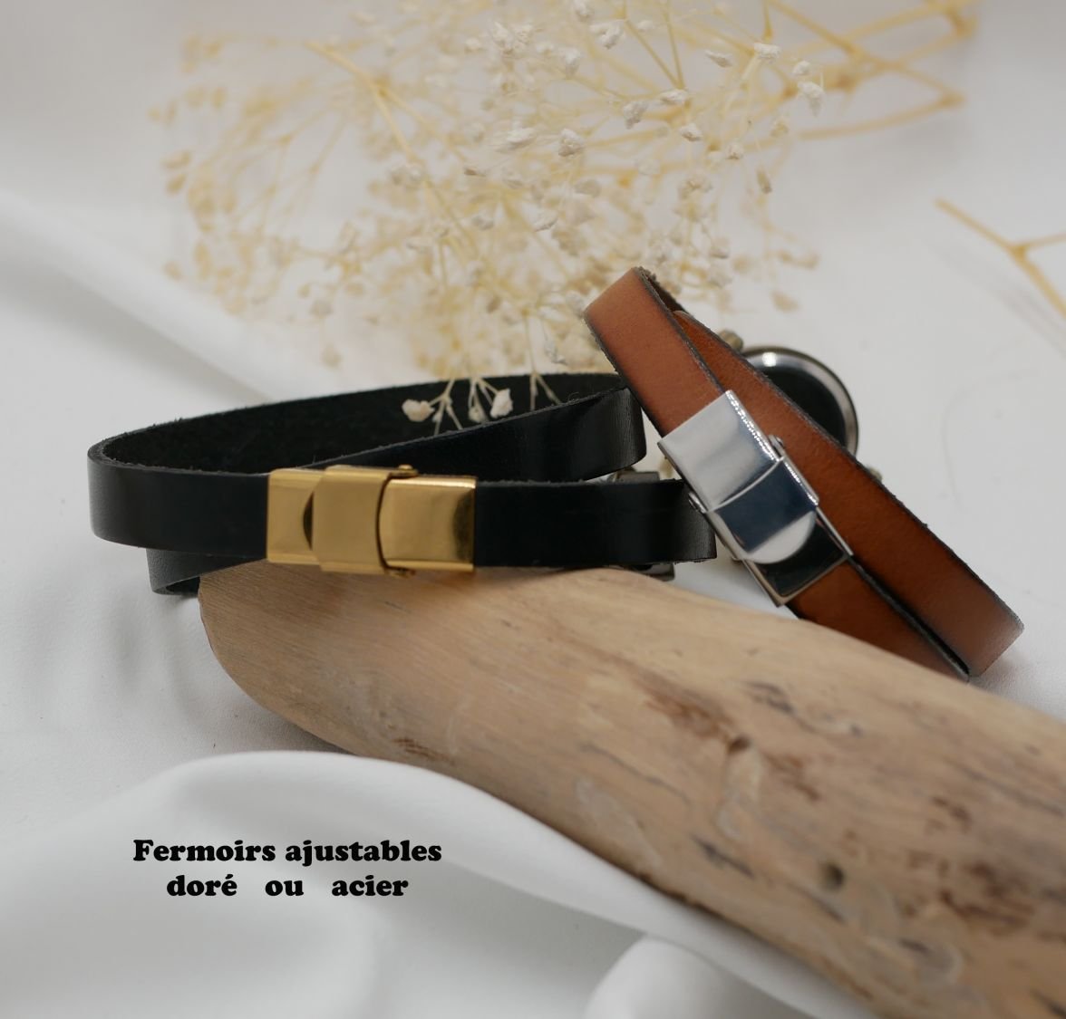 Läderarmband klocka 2 eller 3 rundor med pärla och hänge