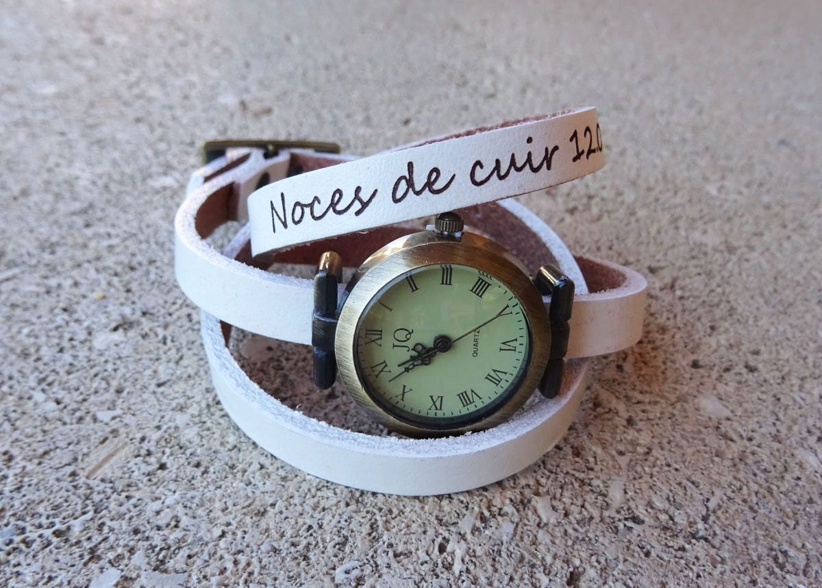 Läderarmband klocka 3 vändor anpassningsbara