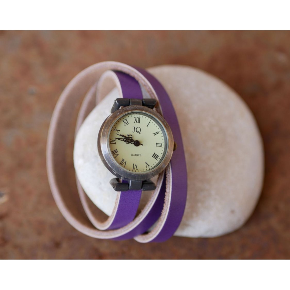 Läderarmband klocka 3 vändor anpassningsbara