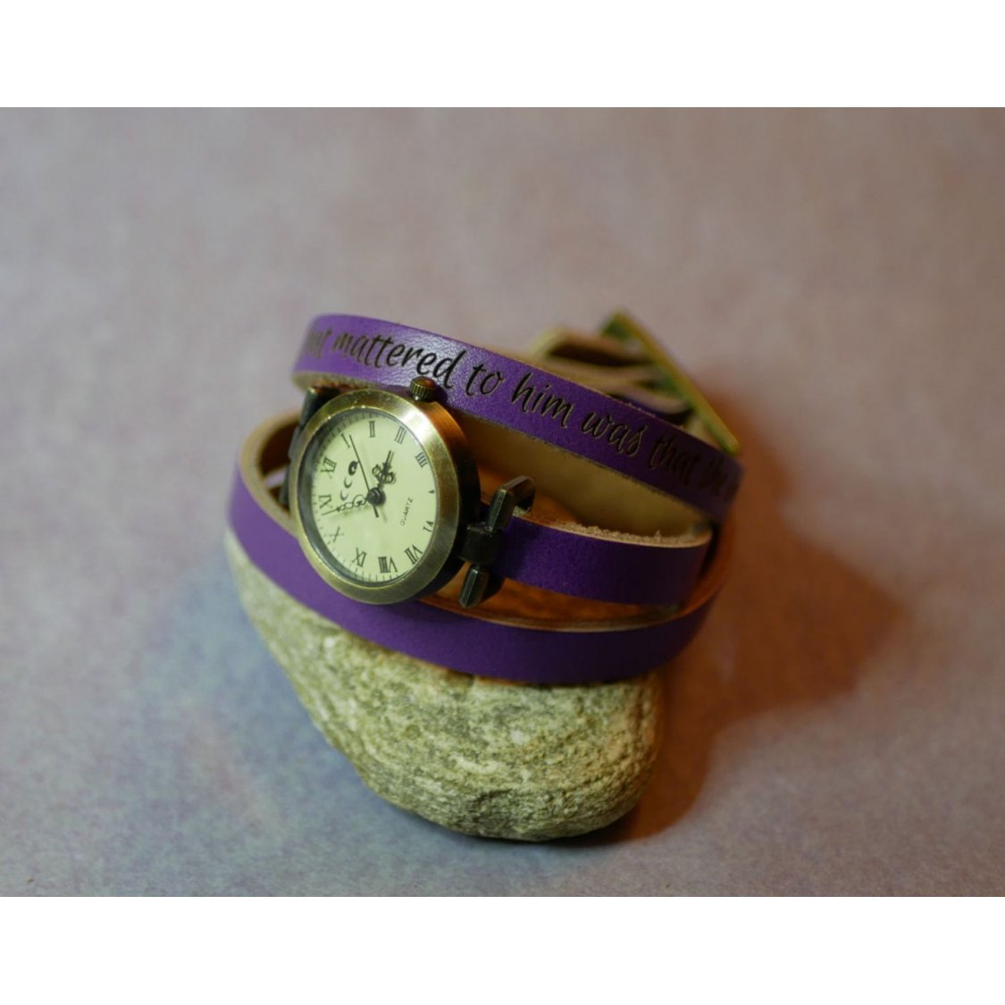 Läderarmband klocka 3 vändor anpassningsbara