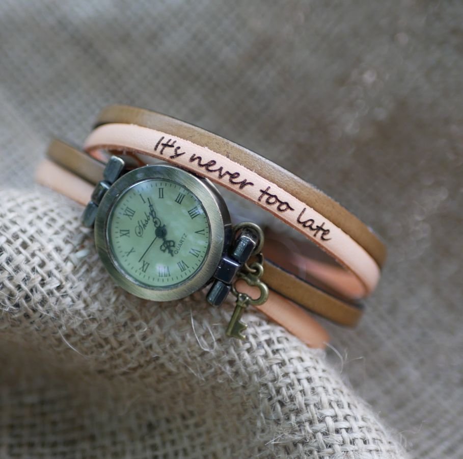 Anpassningsbar dubbel tur läder armbandsur duo av färger
